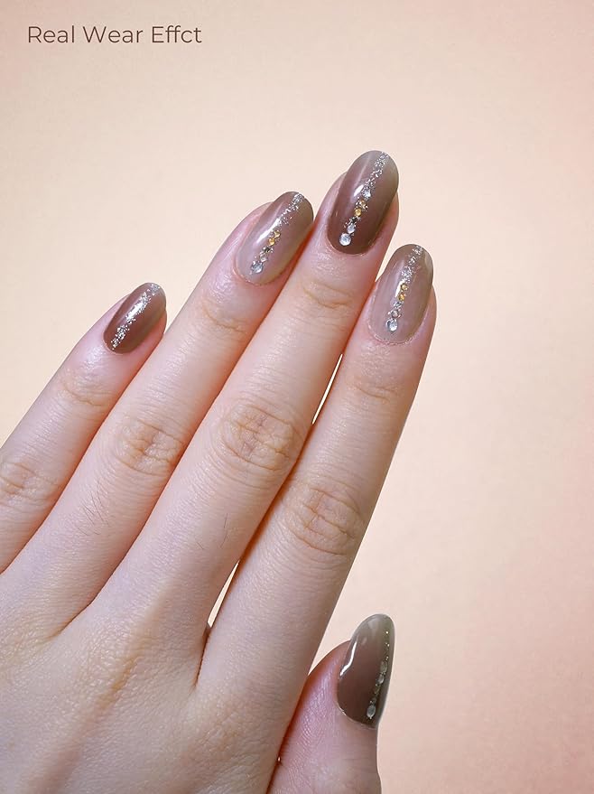 Pre Cured Gel Nail Strips - 44PCS Salon Quality Gel Nail Stickers - Long Lasting Polish Wraps for Women no UV Light Needed Easy Apply & Remove (Mystic Purple