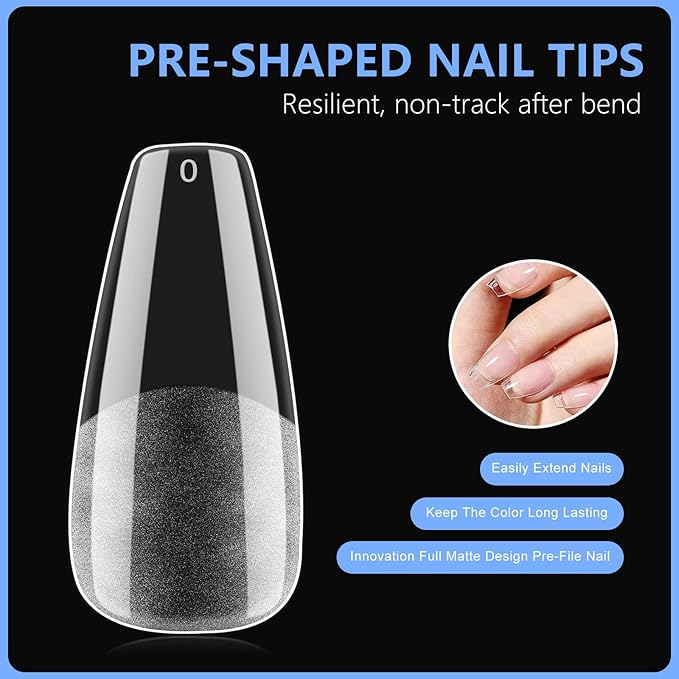 Coffin Nail Tips Press on Nails, Fake Nails for DIY Home Nail Art, Long Full Cover Acrylic Nail Tips 600Pcs, Semi - Matte Finish for Salons & Gifts - Viywicz
