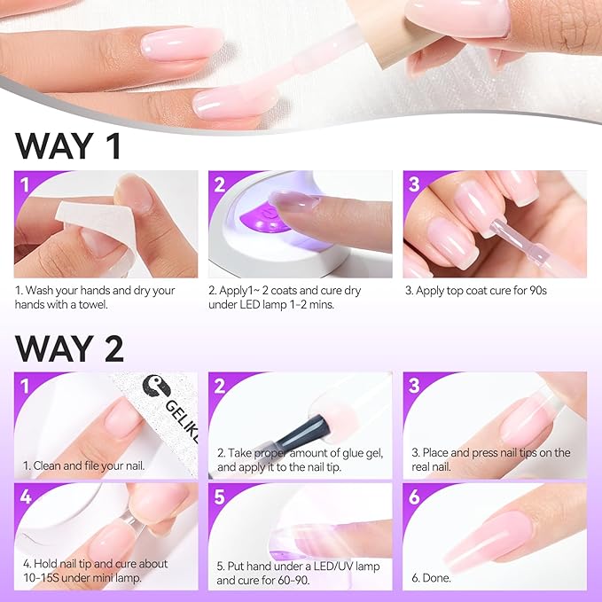 Gelike EC Pro Nail Glue & Strengthener: Nude 6-in-1 Nail Adhesive for Repair - Strengthening & Protein Repair - Perfect for Home & Salon Use 11417 - UV Needed