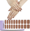 Semi Cured Gel Nail Strips – Real Gel Nail Polish Wraps for Brittle Nails | Waterproof Long Lasting Easy Peel-Off Removal | Hema-Free | 20-Piece Solid Brown Salon Sticker Kit with File & Stick