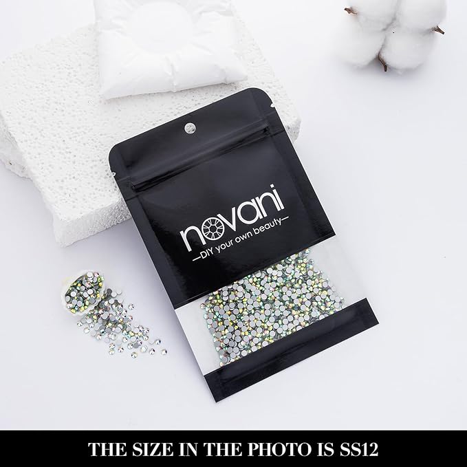 Novani 3000 Pieces Flatback Rhinestones Glass Round Gems AB Crystals for Nail Art DIY Crafts Clothes Shoes,SS12,3.0-3.2mm