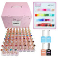 FZANEST HEMA-Free Gel Nail Polish Set, Tpo-free 72pcs 12ML High Shine Top Coat Base Builder Gel With 68 Bright Colors Nude Pink Red White Black All Seasons Gel Polish Kit For Home DIY Nail Salon Use
