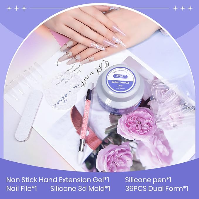 3D Nail Gel 60G Clear Nail Builder Gel Hard Gel for Nails Large Capacity Solid Builder Gel Modeling Non-Sticky 3D Sculpting Gel for Nail Carving Strengthen Nail Art DIY at Home