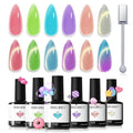 modelones Cat Eye Gel Nail Polish, 6 Colors Jelly Neon Set with Magnet Sparkle Galaxy Series Nail Gel Polish Kit Soak Off Led Nail Art Manicure Salon DIY Gifts