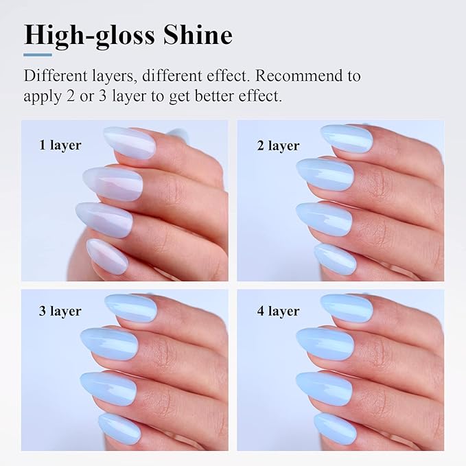Imtiti Gel Nail Polish, 0.5 Fl Oz, Light Blue, JY-Jelly, Non-Toxic, Glossy Finish, DIY Nail Art Starter Kit