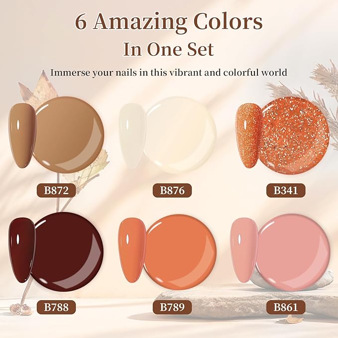 BQAN Poly Nail Gel Kit - 6 Shades Builder Gel for Long-Lasting Nail Extensions | 15ml Each | Salon-Quality DIY & Home Use | Low Odor (Brown 02, 0.5 Fl Oz (Pack of 6))