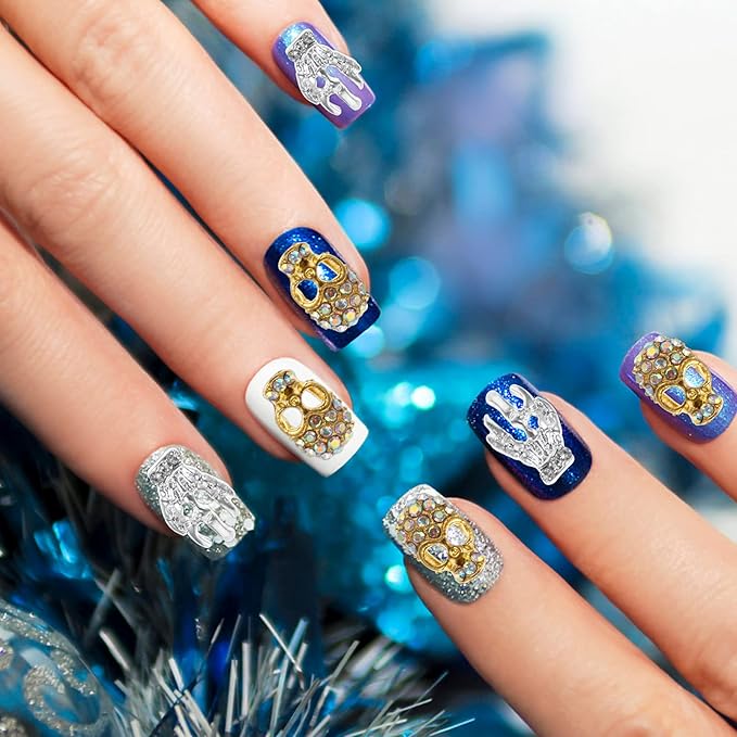 40pcs Nail Alloy Jewelry Manicure Stickers Nail Decor Nail Tip Nail Charm Skull Head Nail Paste Nail Art Jewelry Decor Jewelry with Diamond Nail Decals Cellphone Decor