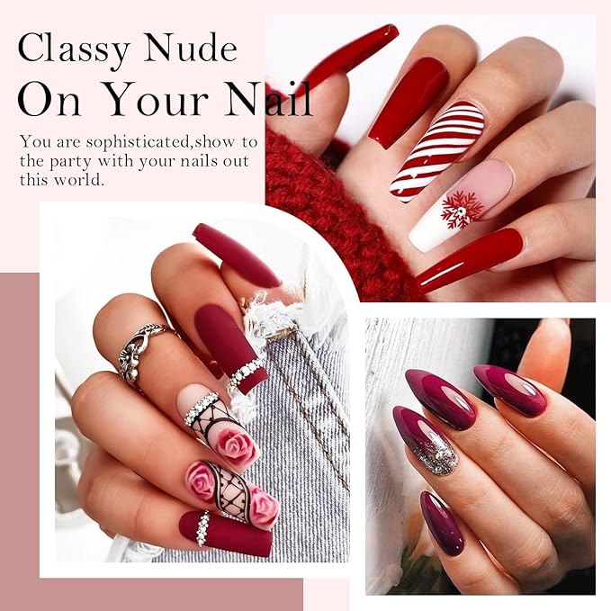 MTSSII Red Gel Nail Polish Set - 8 Colors Bloody Mary Collection Popular Shimmer Red Burgundy Gel Polish Kit Nail Art Design DIY Salon Home Gifts