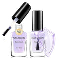 Clear Nail Polish Base Top Coat Anti-UV, 2PCS Rich in Calcium VE Nail Strengthener, High Shine Top Coat Chip Resistant Quick Air Dry Prevents Discoloration, Vegan Cruelty-free