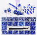 Nail Rhinestones Kit - 8620Pcs/Box Multi Shapes Rhinestones Glass Crystal Diamond Flatback Professional Nail Art Decorations DIY Nail Art Craft with Rhinestones Picker,Dark Blue
