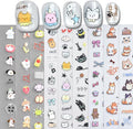 6 Sheets Cute Cat Dog Nail Stickers for Nail Art Adorable Kitty Bow Designs 3D Embossed Self Adhesive Nail Decals for Women DIY Manicure Decoration YX1234