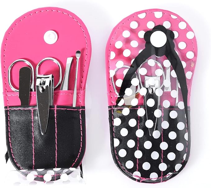 Manicure Sets Polka Dot Flip Flop Nail Clippers Nail Kits for Girls Birthday Party Supplies Pack of 8