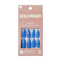 GoldFinger False Nails Kit, Ready to Wear Blue Fake Nails, Manicure Stick and Glue Included, Long Oval Shape, Long-Lasting Hottest Trend Glue on Nails, Convenient & Easy to Apply, All Occasions