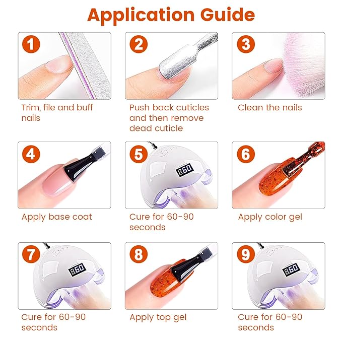 RARJSM Rainbow Glitter Gel Nail Polish Diamond Gel Polish Orange Red Big Flakes Sparkly Chunky Iridescent Pigments Nail Gelpolish Soak off L e d UV Curing Required for Nail Art Salon Manicure