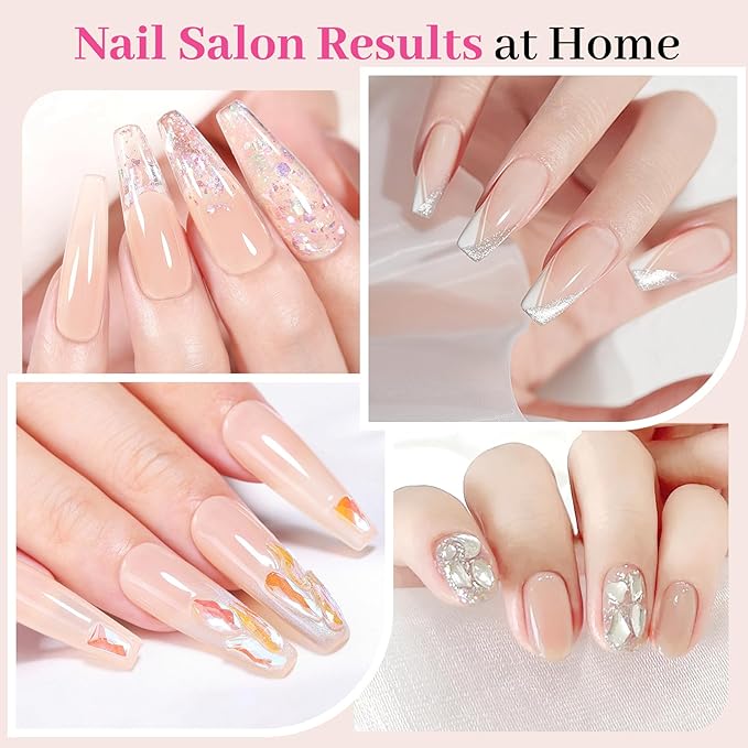 Builder Nail Gel Polish, 8-in-One Building Strengthener Apex Enhancement Extension Hard Jelly Nude Gel Polish LED Lamp Cured Rubber Base Coat for DIY Manicure Home Beauty Gifts for Women