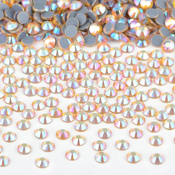 Bymitel Hotfix Crystal Rhinestones Round Gems Iron on DIY Jewelry Making Flat Back for Crafts,Topaz AB, 2mm(SS6/2880pcs)