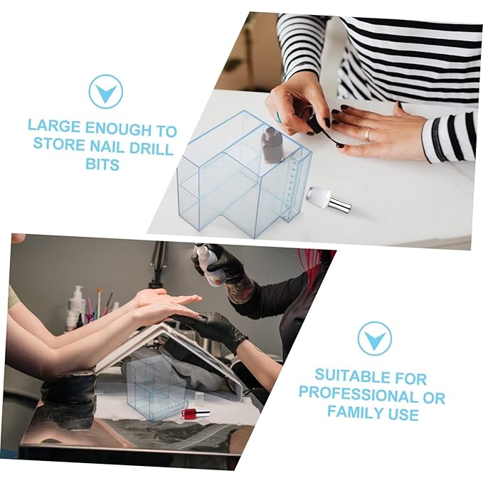 Makeup Brush Holder Nail Drill Bits Nail Drill Grinding Bit Holder Art Polishing Machine Display Storage Box Nail Art Tools Organizer for Nail Salon Blue Makeup Brush Holder Nail Drill Bits