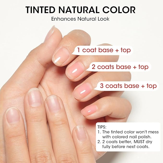GELLEN Clear Nail Polish Ridge Filling Base Coat, Sheer Red Tint Ridge Filler For Nails, Fortify Nourish Condition Damaged Dry Finger Nails | Shea Butter, Vitamin E, Protein | Toxin HEMA & TPO Free