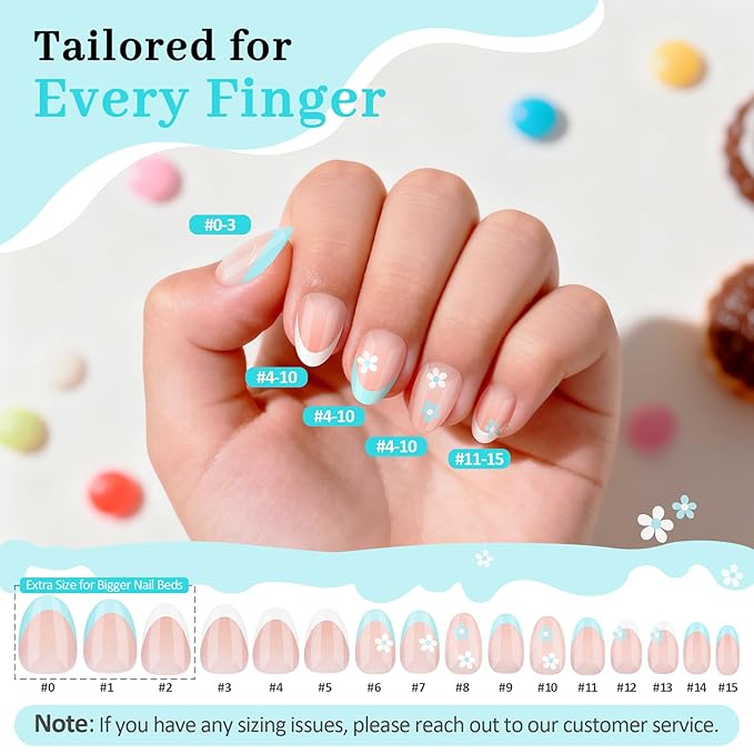 16 Sizes 128 Pieces Press on Nails for Kids, 4 pack Kids Nail Kit Colorful Flower Almond Fake Nail Tips for Girls 8-12 Years Old with Jelly Nail Adhesives & Nail Glue Birthday Easter Gift 2026