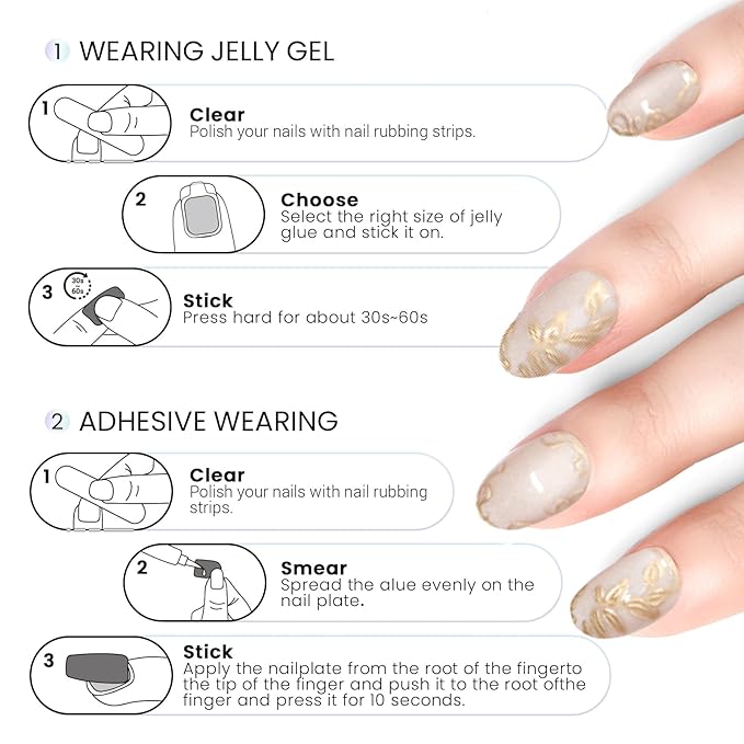 6 Packs (144 Pcs) | Reusable Press on Nails | Stick on Nails 12 Sizes-6 Styles|3D Design