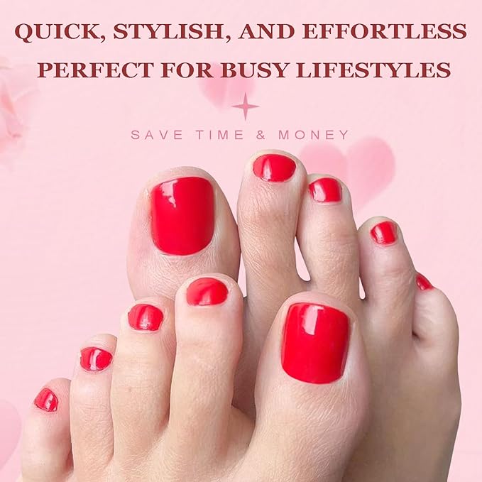 AddFavor Press on Toenails for Women, 576pcs Toe Nail Press ons Short Square Fake Toenails Acrylic Toe Nails Press on 24 Colors for Women