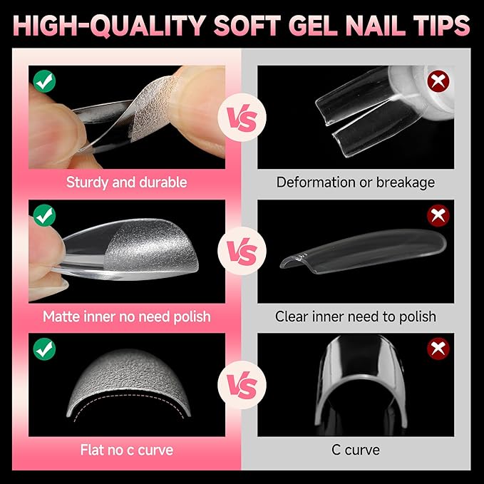 UNA GELLA Medium Almond Nail Tips, 12 Sizes Gel Nail Tips Almond Shape, 120Pcs Pre-file Soft Gel Nails Tips Clear Acrylic Fake Nails Full Cover Nails Tips for Nail Extensions DIY Salon Long Lasting