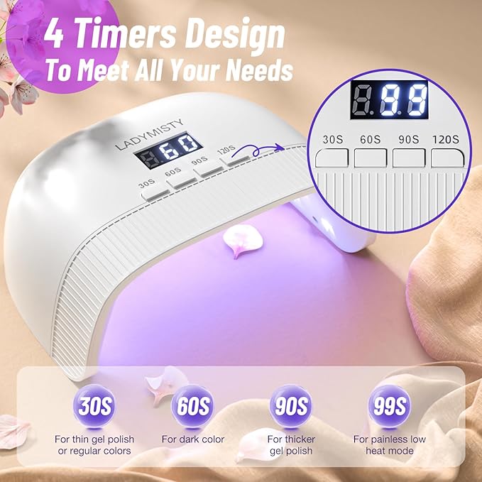 UV Nail Lamp, 2026 Upgrade UV Light for Gel Nails with New 30 Dual Beads, 4 Timer LED Light for Nails, Cure Nail Lamps for Gel Polish with LCD Display, Nail Dryer for Perfect Christmas Gifts
