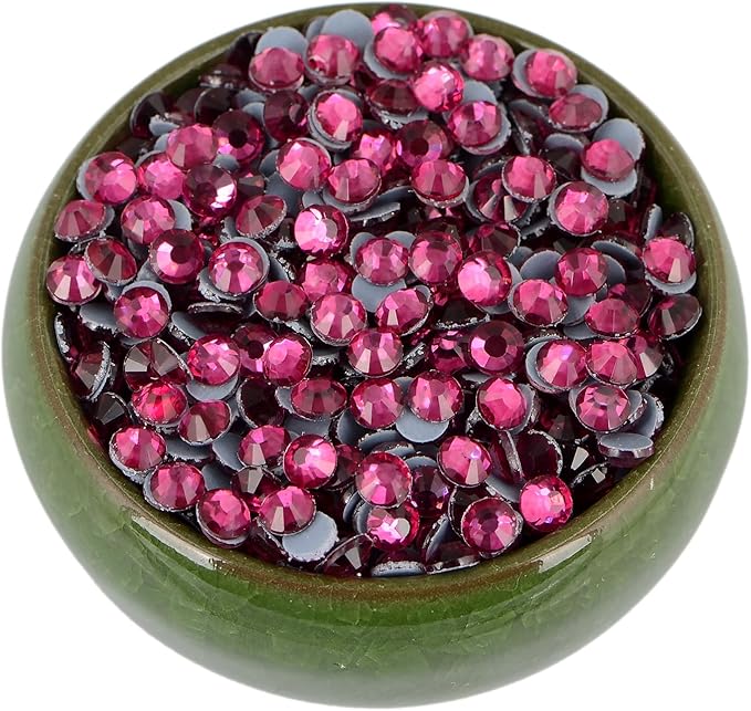 NCB 2880pcs Hotfix Rhinestones Flatback Crystal Rhinestones for Crafts Crafting Clothes Shoes DIY Decorations (Rose Pink, SS6 2mm)