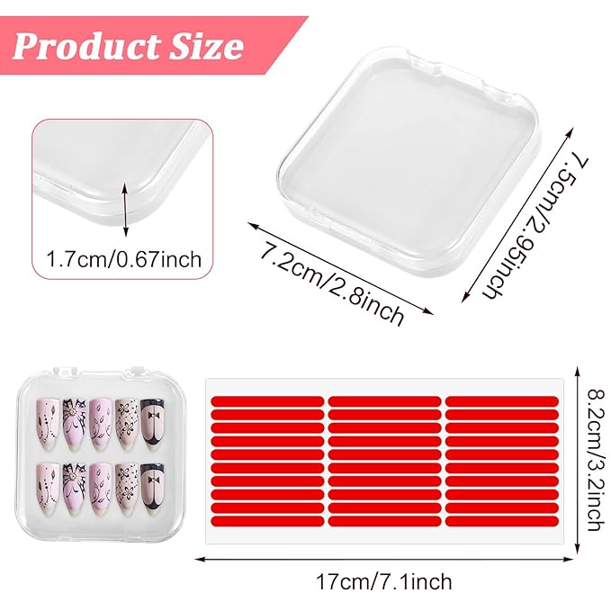 4PCS 2.95" Nail Art Display box Acrylic Press On Nail Storage Box Packaging Box with Adhesive Double Sided Tape for Nail Business Nail Art Nail Salon(White)