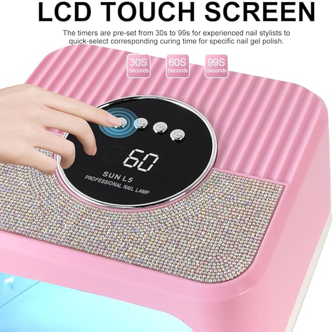 LIMEGIRL UV LED Nail Lamp Kit for Gel Polish Professional Fast Curing Pink Dryer Light Set with Protection Gloves Nail Art Cure Machine for Manicure Pedicure at Home and Salon
