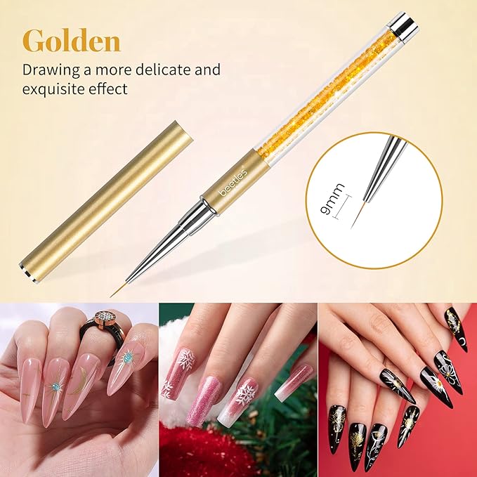 Beetles Gel Nail Polish with 5pcs Nail Art Liner Brushes Set, 20 Colors Fantasyland Collection Pastel Bright Pink Purple Navy Blue Green Glitter Led Soak Off Trendy Spring Summer Manicure Kit