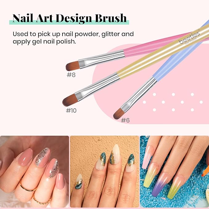 Beetles Reflective Glitter Gel Polish Set 6 Colors Neon Gel Nail Polish Set with 7Pcs Poly Extension Gel Brush Soak Off Uv Led Gel Nail Kit Nails Nail Art Manicure for Women Christmas Gift