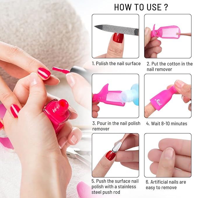 (purple) 10Pcs Plastic Acrylic Nail Art Soak Off Cap Clip UV Gel Polish Remover Wrap Tool Gel Nail Polish Remover Clips for Fingernail Removal Soak Off Clips Wrap Cleaner Cap Clip