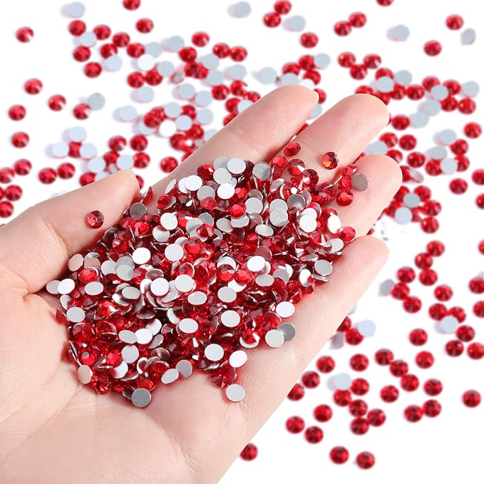 Beadsland Flatback Rhinestones Bulk,14400pcs Red Rhinestones for Crafts Clothes DIY Decoration, Light Siam, SS6, 1.9-2.1mm