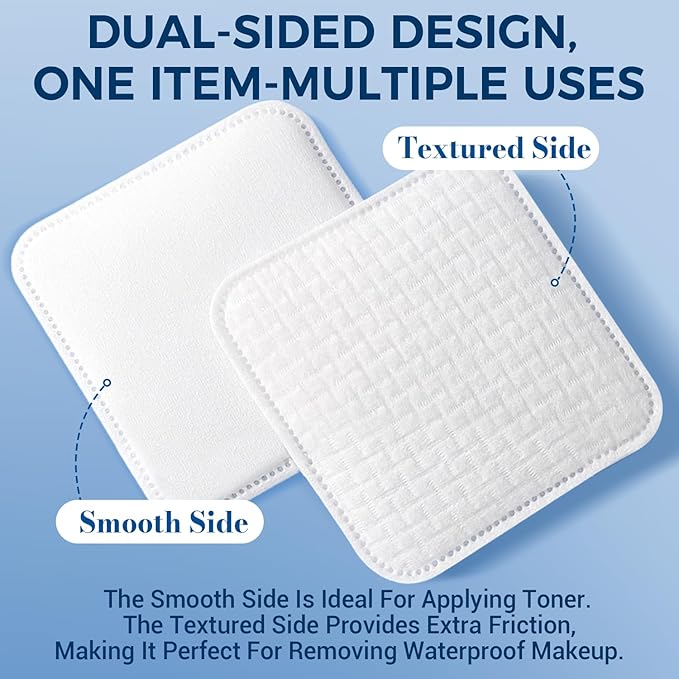 Premium Natural Pure Cotton Pads(100 Count),Soft & Lint-Free Upgraded Edge Stitching Design Cotton Rounds for Face,Unique Three-Layer Structure, Ultra-Absorbent Makeup Remover Pads,for All Skin Types