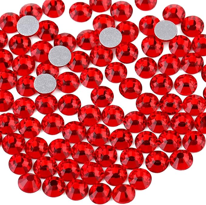 Beadsland 2880pcs Flat Back Crystal Rhinestones Round Gems for Nail Art and Craft Glue Fix,Light Siam,SS10,2.7-2.9mm