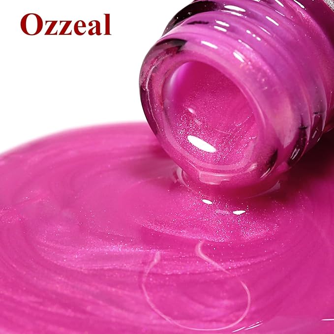 Pearl Gel Nail Polish,Dark Pink Glitter Gel Nail Polish Sparkle Shimmer Gel Glitter Nail Polish Fall Winter Soak off LED UV Gel Nail Polish for Art DIY Manicure 15ML