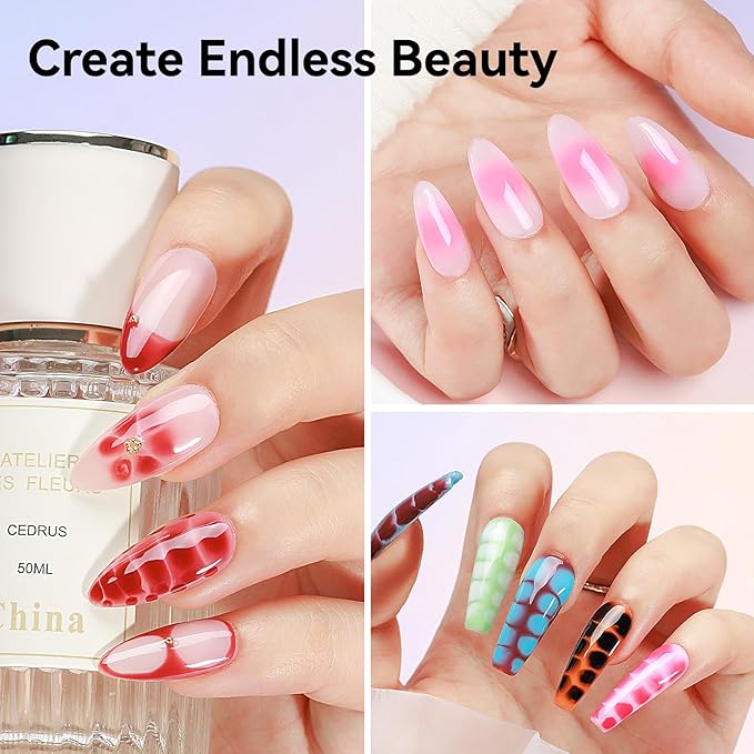 Nail Blooming Gel, Blooming Gel Nail Polish Clear for Spreading Effect Marble Watercolor Floral Print Soak Off UV Led Nail Art Polish Print Manicure DIY at Home