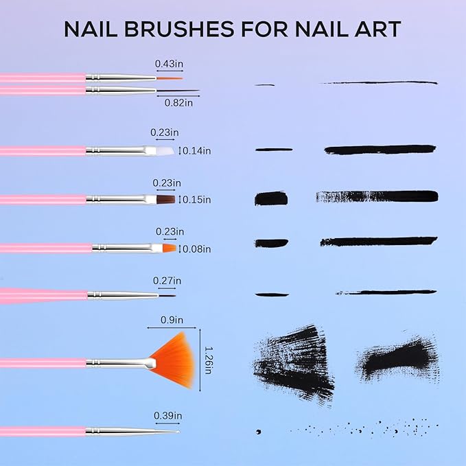 Nail Art Stand Tools Kit: 15 Pcs Nail Brush 5 Pcs 2-way Dotting Tool 2x Holder for Painting Nails and Press ons 96x Reusable Adhesive Putty and Tweezer Design Supplies Set for Women Salon Home