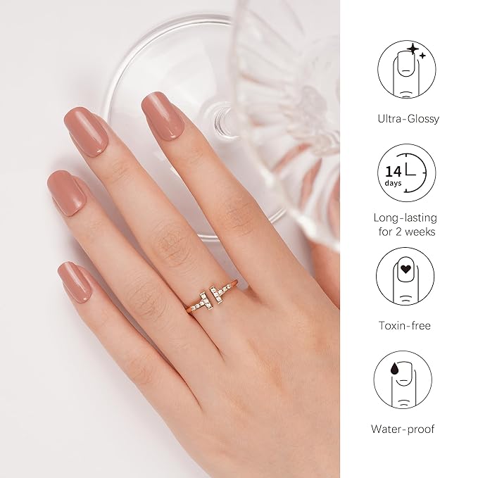 DANNI & TONI Semi Cured Gel Nail Strips Mauve Nude (Blissful) Natural Gel Nail Wraps Gift for Woman