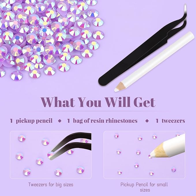 1500PCS 6mm Resin Jelly Rhinestones in Bulk (Lavender Purple AB), Bedazzling Flatback Crystals Rhinestones for Crafting DIY Nail Decoration, Gems Diomand Charms for Tumbler Shoes Clothing Fabric