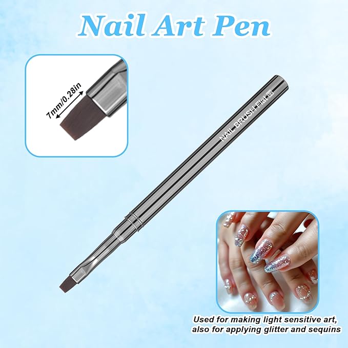3PCS Clean up Nail Brush, Nail Polish Brush Round/Angled/Flat Acetone Resistant Brushes for Manicure Painting Design Cleaner Remover Tool Professional DIY