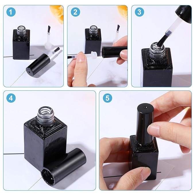 50 PCS Disposable Nail Brushes Replacement, Soft Brush Head, Dip Powder Liquid Replacement Brush, Gel Liquid Brush Set for DIY Nail Art Salon(Black)