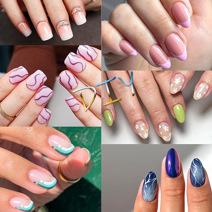 600Pcs Short Almond &Tapered Round Square Soft Gel Nail Tips Set 2 Shape XS Clear Acrylic False Nails for Manicure Extension Art Home DIY Salon, Professional 15 Sizes,Full Cover Fake Nail Tips BlueZOO