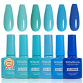 TPO Free Gel Nail Polish Set，6pcs 10ML Baby Blue Light Blue Aquarius Water Ocean Collection Summer Long-lasting Soak off LED/UV Light Suit Give it to Women as a Gift for Daily Life (119-E)