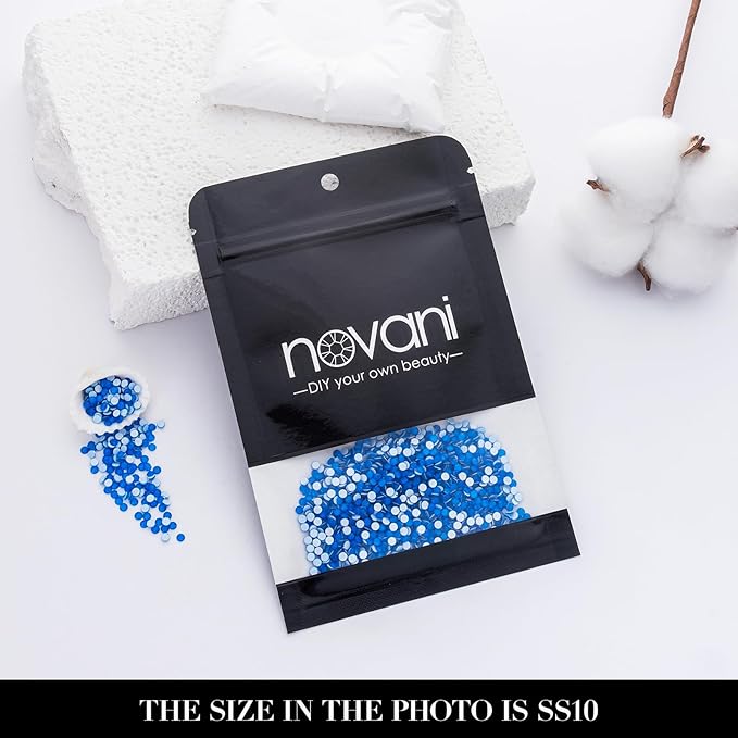Novani 3000 Pieces Flatback Rhinestones Glass Round Gems Neon-Blue Crystals for Nail Art DIY Crafts Clothes Shoes,SS10,2.7-2.9mm