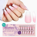 Beetles Ombre French Gel Nail Tips: 210Pcs Pink Press On Nails Short Coffin Kit Gifts for Women Fit Perfectly Nail 4 in 1 Pre-applied Tip Primer & Base Coat for Nail Extension Designs