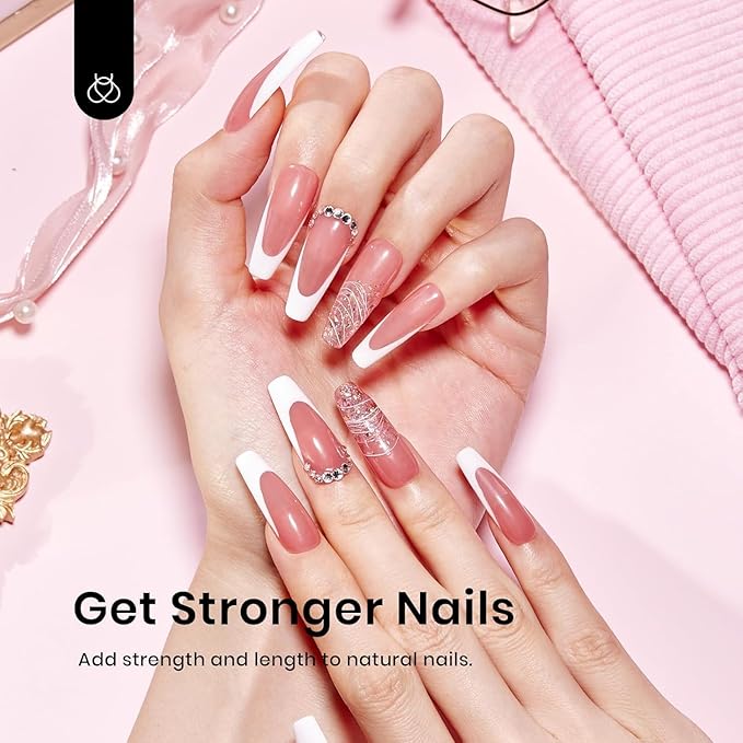 Beetles Builder Gel Set,6 Colors 7 in 1 Jelly Clear Pink Nude Builder for Nail Apex Thickening Extension Strengthen Weak Nails for Beginners DIY Salon Valentines Nails at Home,UV & LED Lamp Needed