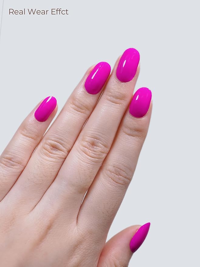Semi Cured Gel Nail Strips - UV Light Gel Nail Stickers - 20 Long Lasting Salon Quality Wraps (Sultry Pink)