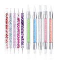 10PCS Nail Art Gel Carving Pen Acrylic Dotting Pens, Double-Ended Silicone Brushes for Design Nail Foil Carving Drawing and 3D Effect Shaping Drawing Dotting Tools